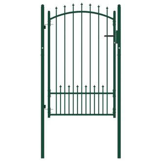 Berkfield Home Fence Gate with Spikes Steel 100x150 cm Green