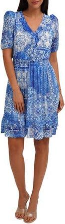 Sunny Leigh Ruffle Trim Mesh Dress in Italian Patchwork at Nordstrom Rack, Size X-Large