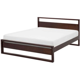 Beliani Elegante Letto in Legno di Pino Scuro a Doghe Minimalista 140 x 200 cm Giulia