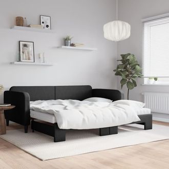 vidaXL Vidaxl - Sof&aacute; Cama Nido Con Colch&oacute;n Tela Negro 100x200 Cm