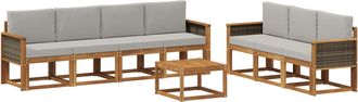 vidaXL Conjunto De Sof&aacute;s De Exterior 7 Uds. Natural Y Gris Claro Vidaxl