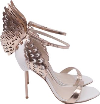 Sophia Webster Evangeline Wing-Detailed Sandal Heels in Rose Gold Leather