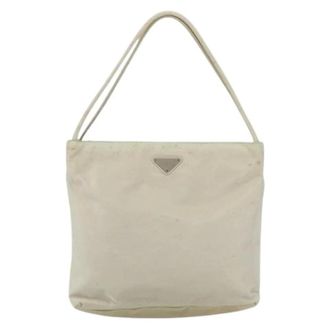 Prada Pre-owned Shoulder Bags, female, White, Size: ONE SIZE Pre-owned Nylon Shoulder Bag