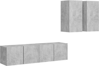 vidaXL 4 Piece TV Cabinet Set Concrete Grey Engineered Wood vidaXL