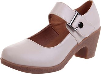 Generic Womens Mid Heel Shoes Four Season Dance Shoes Dance Shoes Soft Womens Mid Heel Shoes Flip up (White, 3.5)