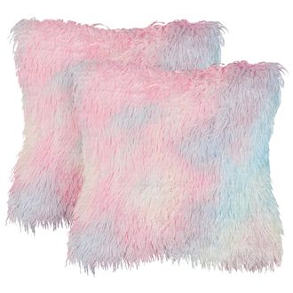 Beliani Beliani - Lote De 2 Cojines Decorativos Con Motivos De Colores De Tela De Poli&eacute;ster 45 X 45 Cm Multicolor Amaryllis