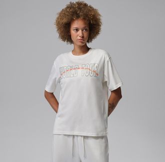 Nike Jordan Womens Jordan Brooklyn Girlfriend T-Shirt in White | IF0839-133
