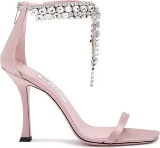 Jimmy Choo London Verity 100 Crystal-embellished Satin Sandals - Pink - 41 (IT41 / UK8)