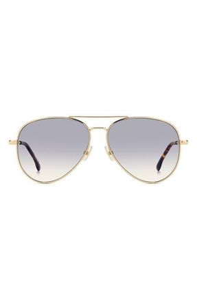 Victoria Beckham 58mm Gradient Pilot Sunglasses in Gold/Blue Sf Ar at Nordstrom