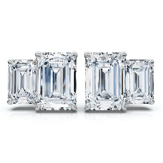 Pompeii3 1 1/2Ct Emerald Cut Toi et Moi Diamond Earrings 14k Gold Lab Grown