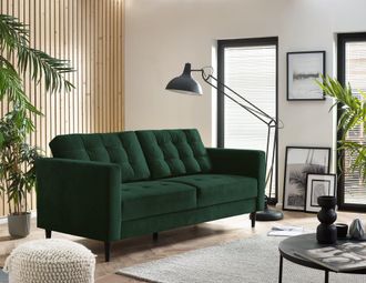 Furniturebox Jade 3-Seater Soft Touch Velvet Sofa With Solid Wood Frame in Emerald