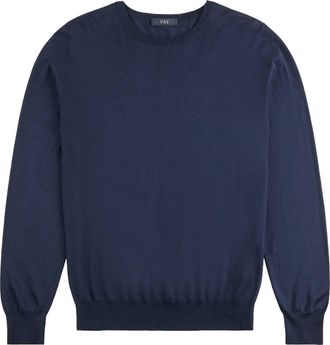 Fay Crew Neck Knit Sweater with Ribbed Cuffs