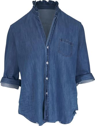 Frank & Eileen Camicia denim con ruches - Blu