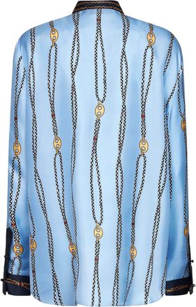 Gucci Womens Silk Twill Shirt Light Blue