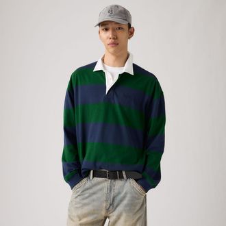 Levi's Hudson Boxy Rugby Shirt - Mens - XL - Multi Colour / Ronan Stripe Navy Blazer