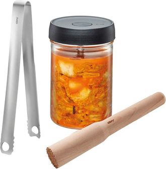 GEFU Gefu - Set De Fermentaci&oacute;n Nativo, 5 Piezas Frascos T&eacute;rmicos Para Comida, Vidrio De Borosilicato, Multicolor, &Uacute;nico