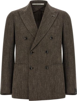 Tagliatore Dark Brown Peaked Lapel Blazer