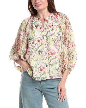 Vince Camuto Button Up Blouse W Pleated Rag