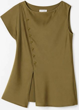Atelier Delphine Womens Asymmetric Blouse In Olive Green