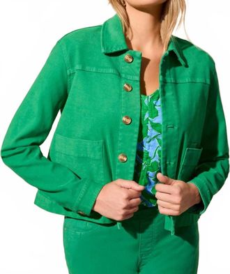 Tribal Button Front Jacket With Horn Buttons In Kelly