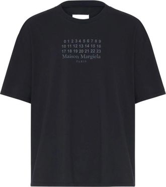 Maison Margiela Grafische Print Zwarte T-shirts en Polos - Heren - T-shirts - Zwart - S - Katoen - Tops