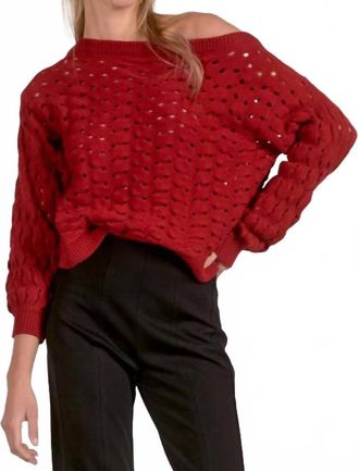 Elan Off The Shoulder Long Sleeve Sweater In Red