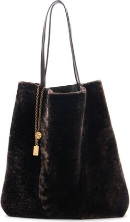 Chloé Large Spin Genuine Shearling Tote in Kohl Brown at Nordstrom
