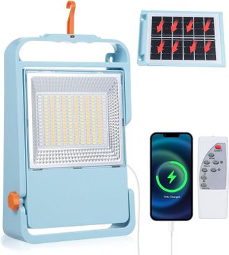 OEM Luces Solares De Camping, L&aacute;mpara Recargable Regulable De 6000 Mah Con Control Remoto, Panel Solar Extra&iacute;ble, 5 Modos, 180 Led, Luz De Trabajo Ultra B