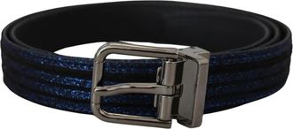 Dolce & Gabbana Blauwe Jacquard Riem met Metalen Gesp - Heren - Riemen - Blauw - ONE Size - Accessoires