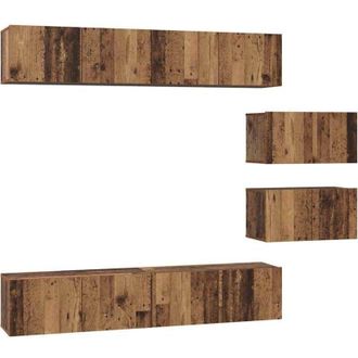 vidaXL Conjunto de mueble de TV Montaje en la pared 6 pcs Madera Vieja vidaXL
