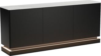 Pascal Morabito Aparador 3 puertas con LEDs de MDF - Negro y efecto m&aacute;rmol blanco - DEVIKA de Pascal MORABITO