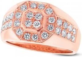 Allurez 1.18ct 14k Rose Gold Diamond Mens Ring