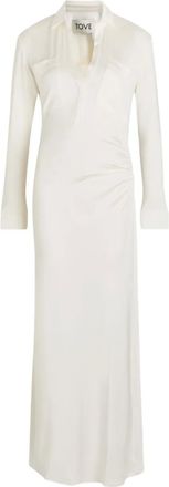 Tove pockets-chest collared maxi dress - women - Fabric - 42 - Neutrals