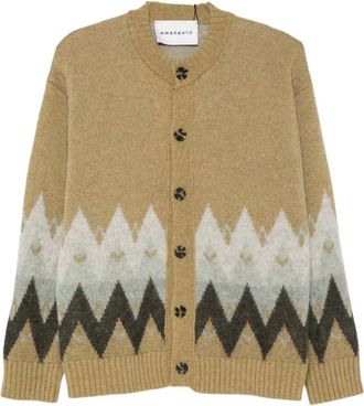 Amaranto C&aacute;rdigan de punto en zigzag - Knitwear - Hombre - Beige - XL