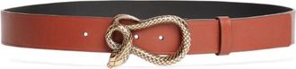 Roberto Cavalli Snake Buckle Leather Belt, Size 100 cm