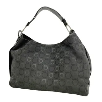 Ferragamo Black Nylon Canvas Tote Bag (Pre-Owned)
