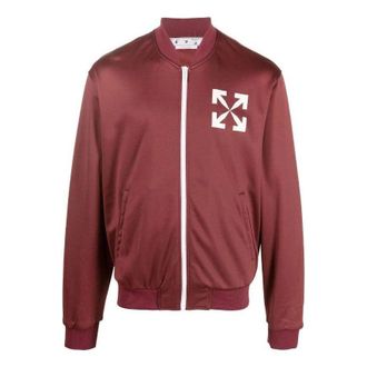 Off-white Mens Off-White FW22 Arrow Pattern Printing Zipper Casual Jacket Loose Fit Red OMBD037F22FAB0022801