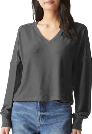 Michael Stars Vic V Neck Pullover Sweater In Charcoal