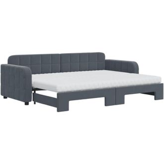 vidaXL Vidaxl - Sof&aacute; Cama Nido Con Colch&oacute;n Terciopelo Gris Oscuro 80x200 Cm