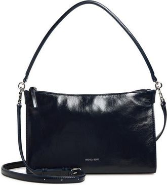 Veronica Beard Small Crinkled Leather Shoulder Bag in Navy at Nordstrom