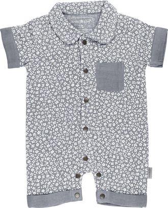 LOvedbaby Organic Cotton Romper in Blueberry Floral at Nordstrom, Size 18-24M