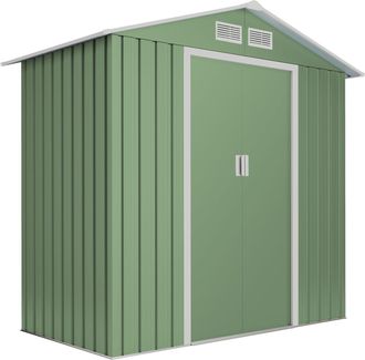 Wasabi Caseta De Jard&iacute;n Met&aacute;lica 2,57m2 Wasabi Light Green - 196x131x196cm - Garant&iacute;a 10 A&ntilde;os - Cobertizo Almacenaje Exterior