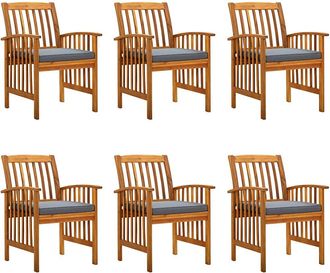 vidaXL Sillas De Comedor De Jard&iacute;n, 6 Piezas Con Cojines, Madera Maciza De Acacia Vidaxl