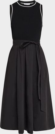 Tanya Taylor Devon Self-Tie Poplin Midi Dress