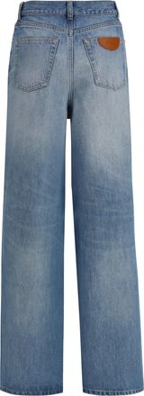 Chlo&eacute; Womens High-Rise Wide-Leg Jeans Dream Blue Cotton
