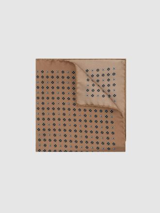 Reiss Golden Yellow Silk Micro Diamond-print Pocket Square