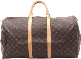 Louis Vuitton Brown Coated Canvas Leather Boston Bag (Pre-Owned)