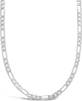 Sterling Forever Figaro Chain Necklace in Silver at Nordstrom, Size 14