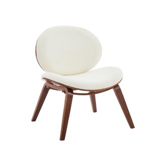 Sweeek Sill&oacute;n de madera curvada y borreguito, madera de nogal