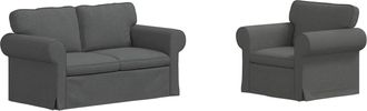 vidaXL Juego De Sof&aacute; 2 Uds. Gris Oscuro Tela Vidaxl